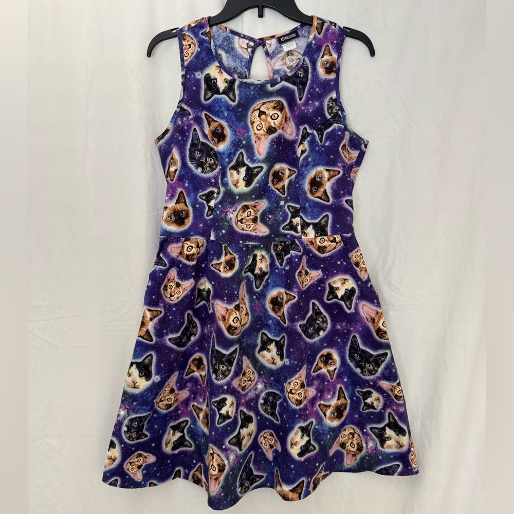 Retrolicious Galaxy Cats Fit and Flare Dress